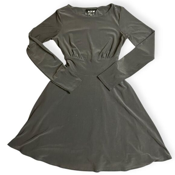 AYM Studio Women’s Black Long Sleeve Fit & Flare Corset-Tie Dress Size Medium - Picture 1 of 6